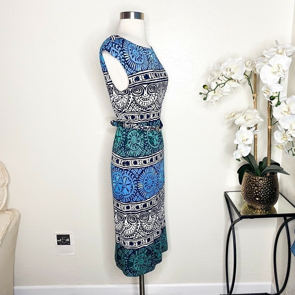 Tory burch belted aztec print silk dress S - Picture 2 of 8